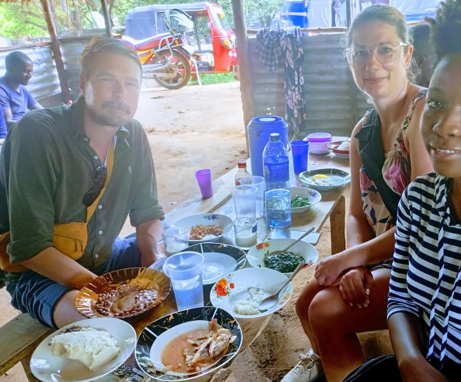 Diani: Market and Street Food Walking Tour - Walking into Ibiza Market from Tsunami Garden Cafe