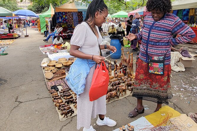 Souvenir Crafts, Fabric Shopping & Hair Braiding & City Tour - Walking through central Nairobi